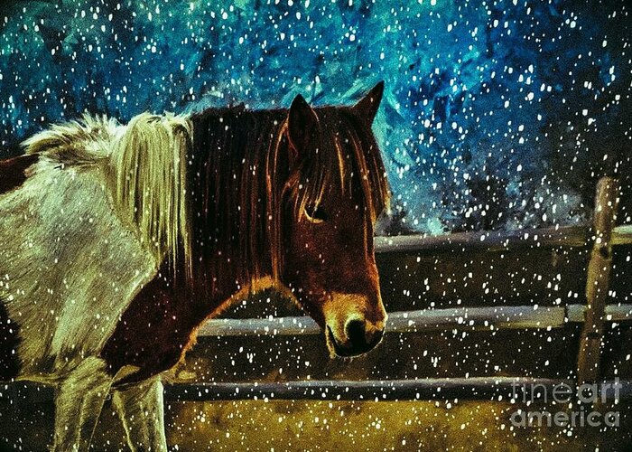 Horse Greeting Card featuring the digital art Mystic Mare by Laurie's Intuitive