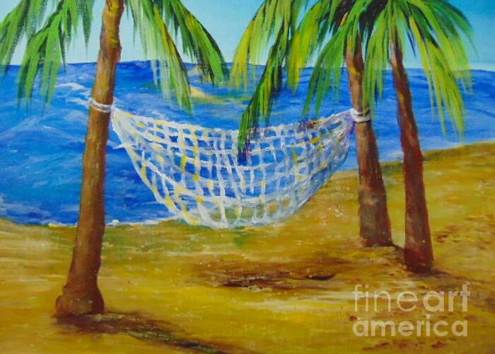 Hammock Greeting Card featuring the painting Nap Time by Saundra Johnson