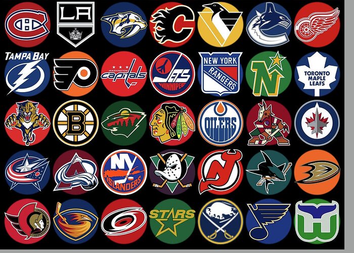Nhl Greeting Card featuring the mixed media National Hockey League Spotlight Logo Teams by Movie Poster Prints
