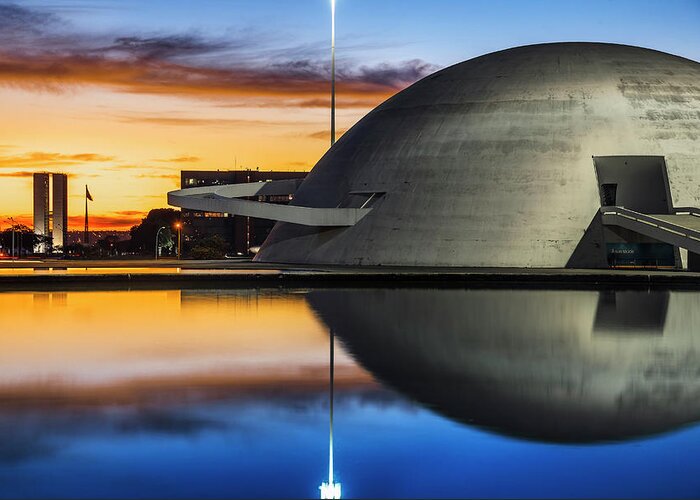 Estock Greeting Card featuring the digital art National Museum, Brasilia, Brazil by Antonino Bartuccio