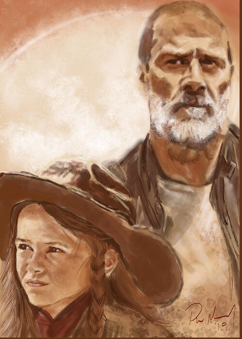 Portrait Greeting Card featuring the digital art Negan and Judith by Phillip Murray