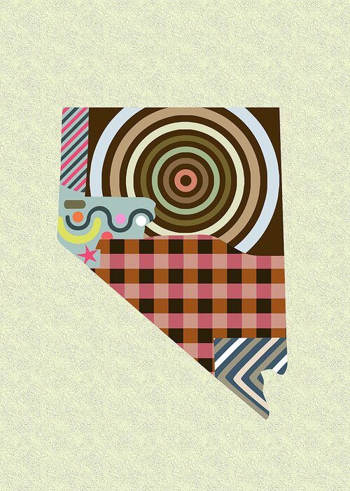 Nevada State Map Greeting Card featuring the digital art Nevada State Map by Lanre Adefioye