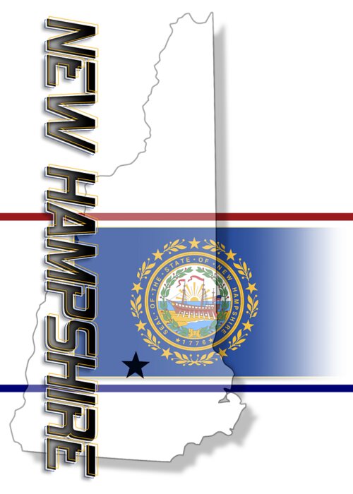 New Hampshire Greeting Card featuring the digital art New Hampshire State Vertical Print by Rick Bartrand