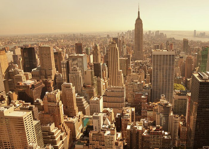 Downtown District Greeting Card featuring the photograph New York Birds Eye View Of Manhattan by Sebastian-julian
