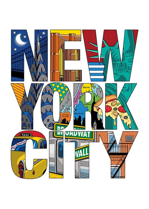 New York Greeting Card featuring the digital art New York City Type by Ron Magnes