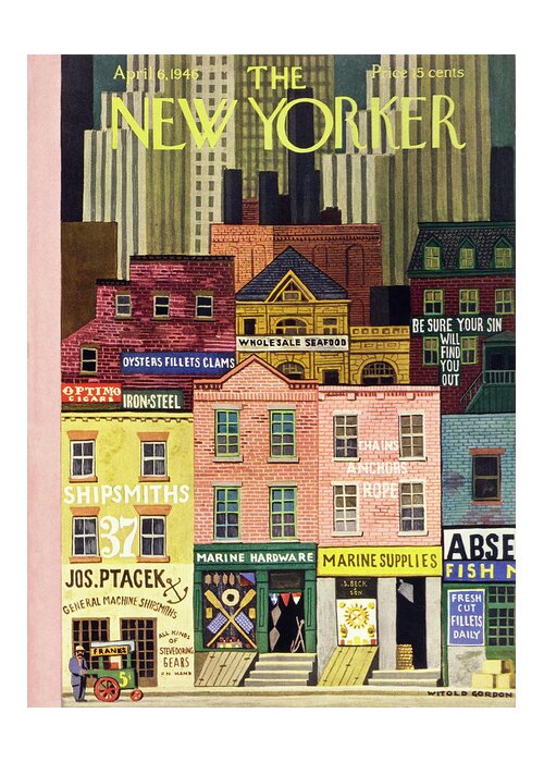 Illustration Greeting Card featuring the painting New Yorker April 6 1946 by Witold Gordon