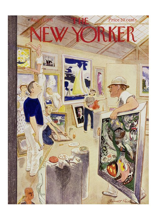 Illustration Greeting Card featuring the painting New Yorker August 11, 1951 by Garrett Price
