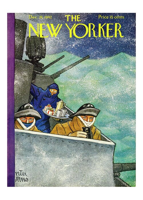 Military Greeting Card featuring the painting New Yorker December 26, 1942 by Peter Arno