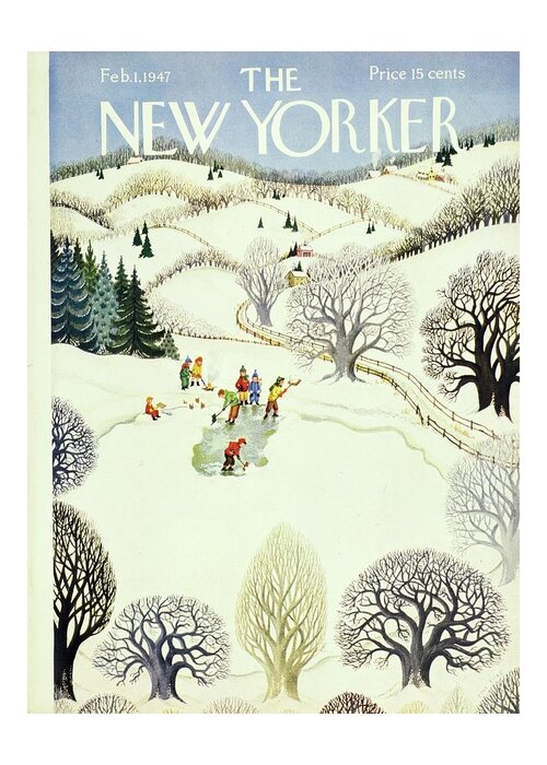 Illustration Greeting Card featuring the painting New Yorker February 1, 1947 by Edna Eicke