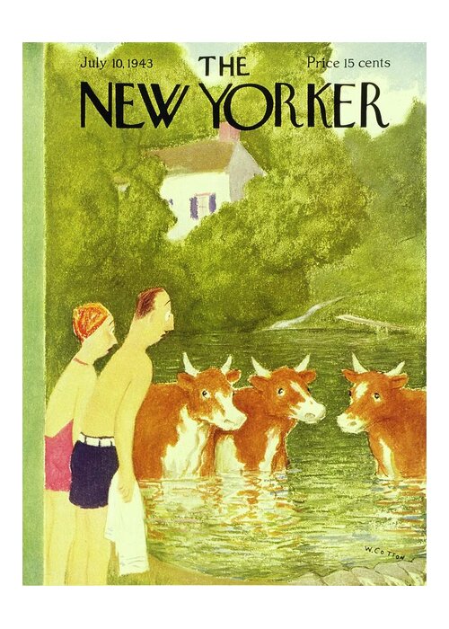 Sport Greeting Card featuring the painting New Yorker July 10, 1943 by William Cotton