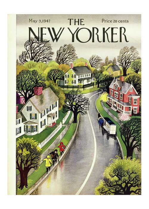 Illustration Greeting Card featuring the painting New Yorker May 3, 1947 by Edna Eicke