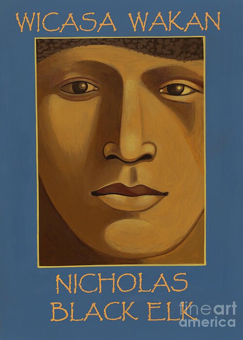 Nicholas Black Elk Wicasa Wakan Greeting Card featuring the painting Nicholas Black Elk-Wicasa Wakan by William Hart McNichols