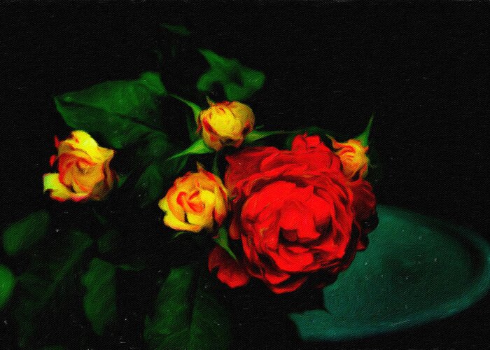 Rose Greeting Card featuring the photograph Night Falls on Fai by Diane Lindon Coy