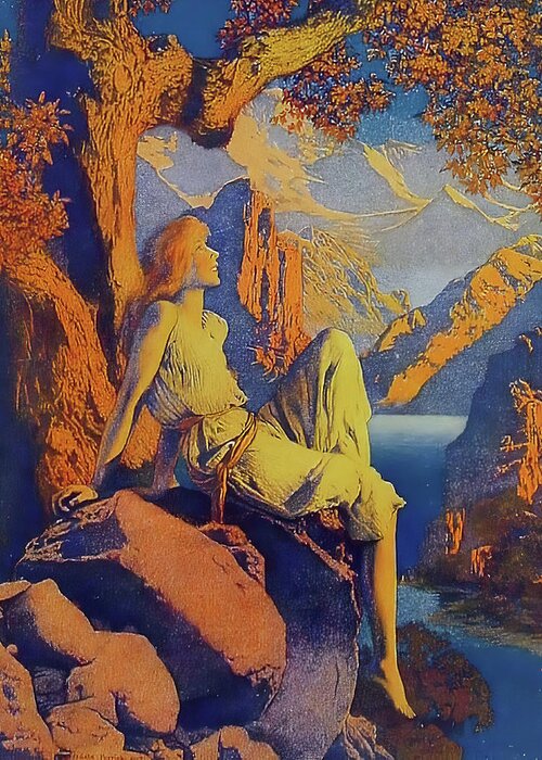 Maxfield Parrish Greeting Card featuring the photograph Night Is Fled by Maxfield Parrish