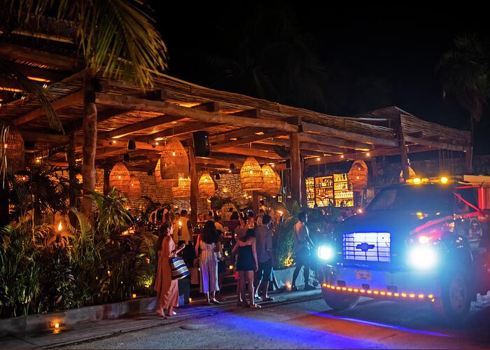Tulum Greeting Card featuring the photograph Night out in Tulum Mexico Nightlife by Toby McGuire