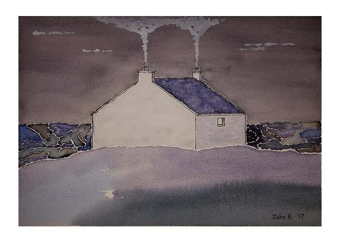 Watercolor Greeting Card featuring the painting Night Skye Lore by John Klobucher