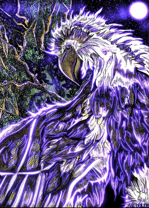 Eagle Greeting Card featuring the digital art Night Vision 2 by Angela Weddle
