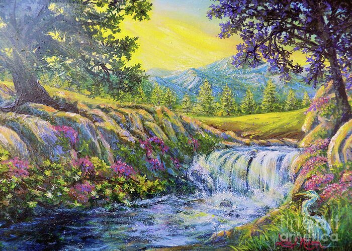 Nixon Greeting Card featuring the painting Nixon's Haven For The Blue Heron by Lee Nixon