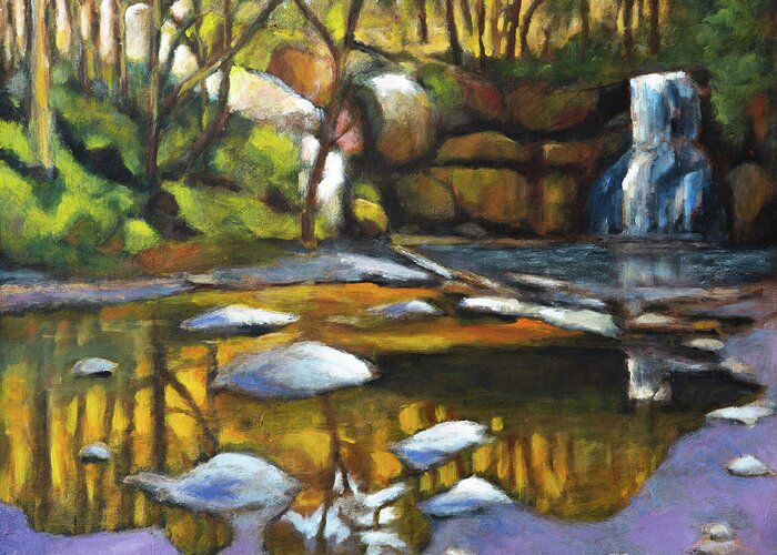 Falls Greeting Card featuring the painting North Falls at Silver Falls SP by Mike Bergen