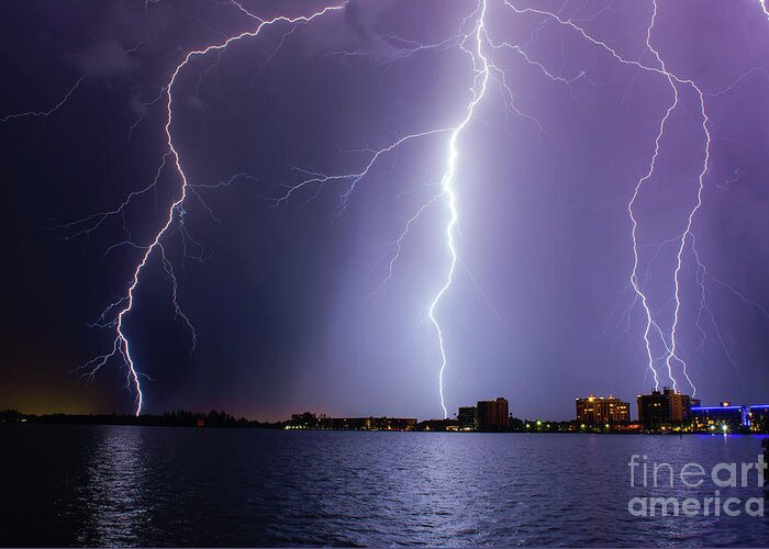 Lightning Greeting Card featuring the photograph North Key by Quinn Sedam