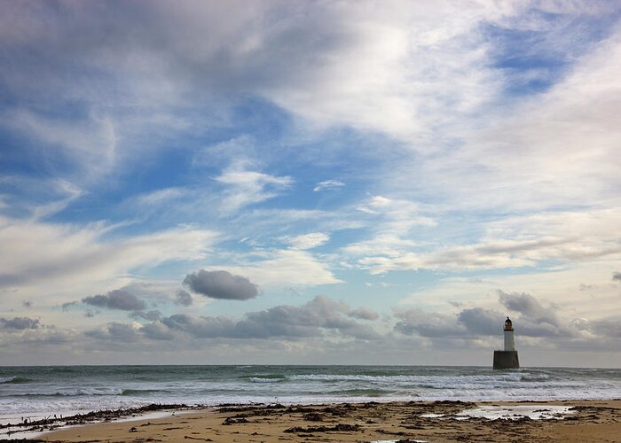 Scenics Greeting Card featuring the photograph North Sea Lighthouse - Morning Light by Theasis