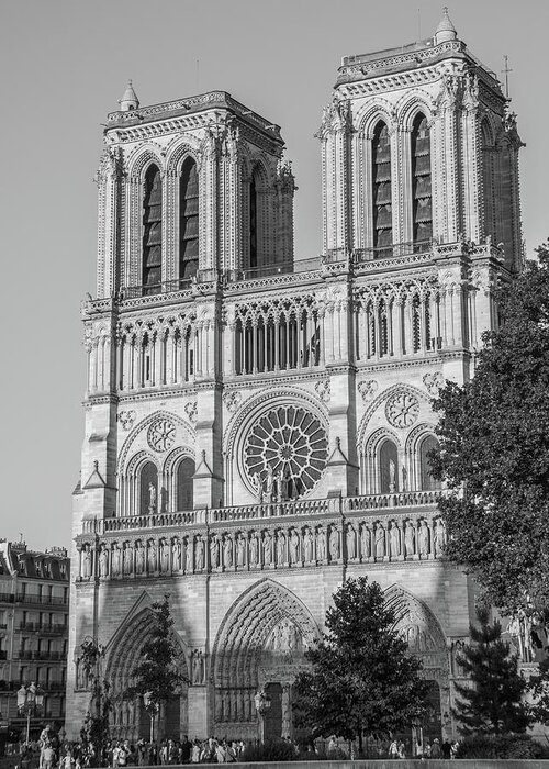 Paris Greeting Card featuring the photograph Notre Dame, Black and White by Marcy Wielfaert