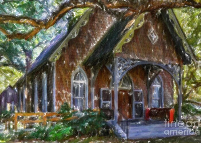 St. James Episcopal Church Greeting Card featuring the photograph Oak Street - McClellanville SC by Dale Powell
