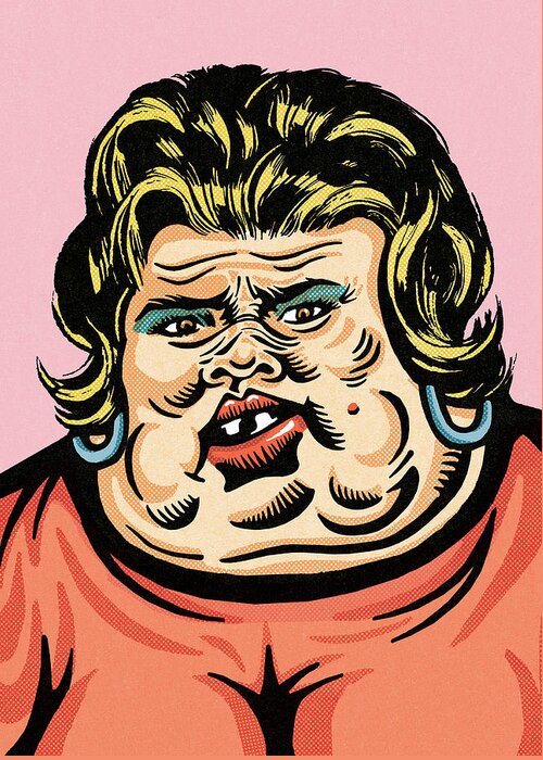 Accessories Greeting Card featuring the drawing Obese woman by CSA Images