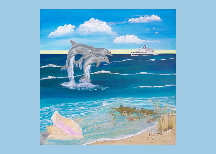 Ocean Greeting Card featuring the painting Ocean Life by Elizabeth Mauldin