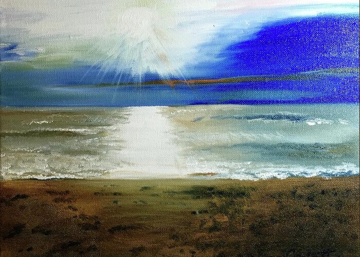 Landscape Greeting Card featuring the painting Ocean reflection by Colette Lee