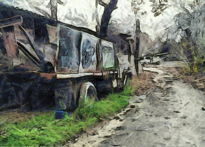 Truck Greeting Card featuring the digital art Old, Abandoned Truck by Bernie Sirelson