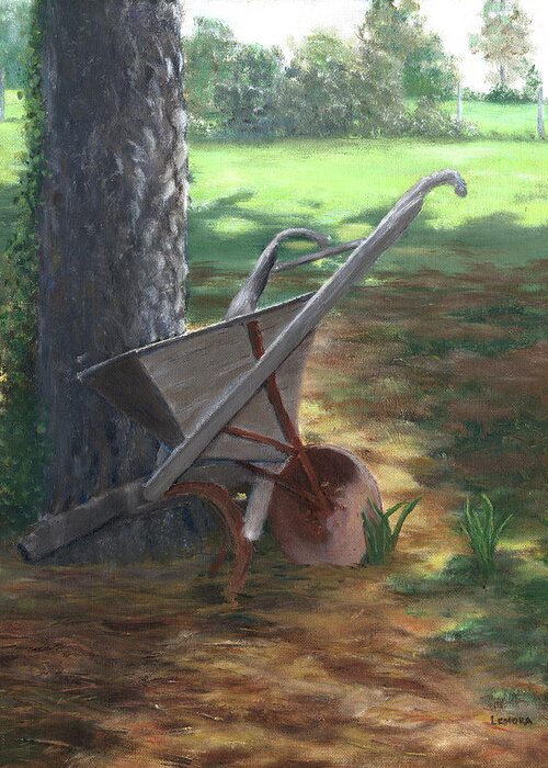 Seeder Greeting Card featuring the painting Old Farm Seeder, Louisiana by Lenora De Lude