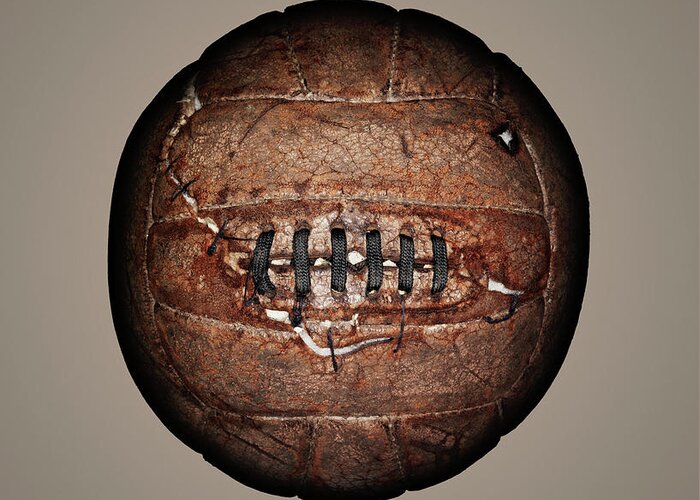 Leather Greeting Card featuring the photograph Old Football by John Rensten