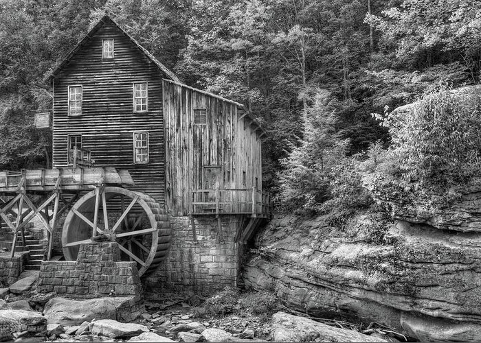 America Greeting Card featuring the photograph Old Glade Creek Mill Monochrome by Gregory Ballos