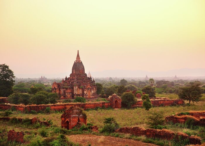 Southeast Asia Greeting Card featuring the photograph Old Ruin Pagodas & Temples In Bagan by Danielbendjy