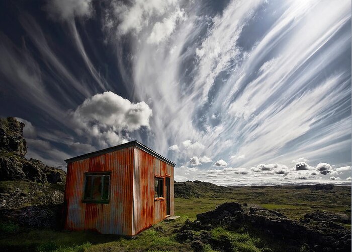 Cabin Greeting Card featuring the photograph Old Shack by orsteinn H. Ingibergsson