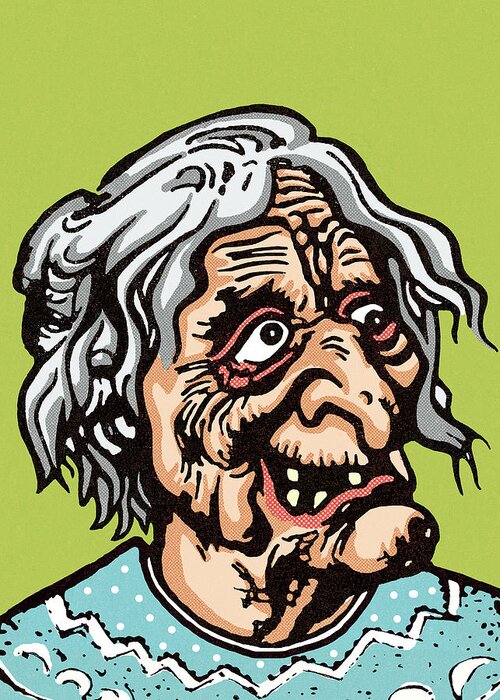 Age Greeting Card featuring the drawing Old woman by CSA Images
