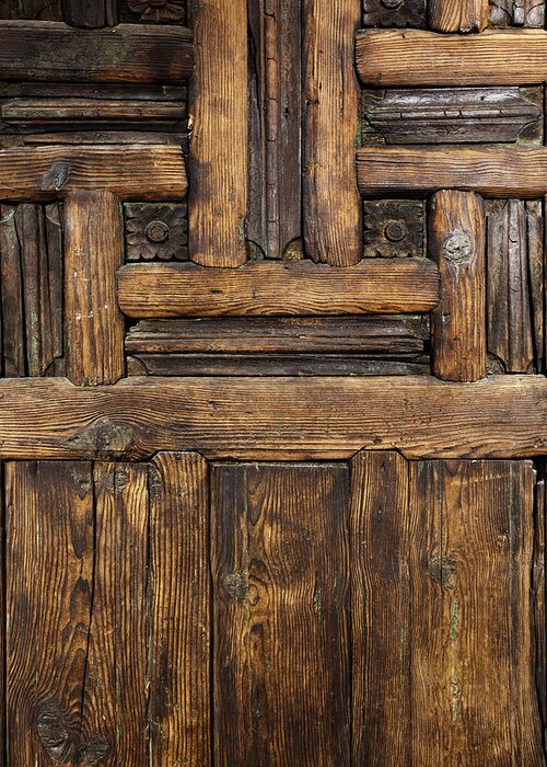 Arch Greeting Card featuring the photograph Old Wooden Door by Logosstock