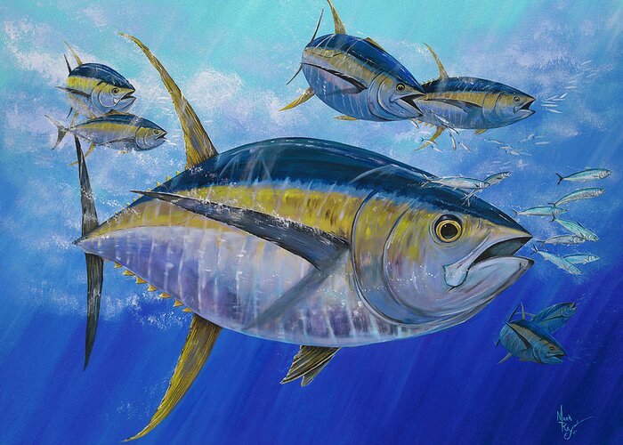 Yellowfin Tuna Greeting Card featuring the painting Old Yeller by Mark Ray