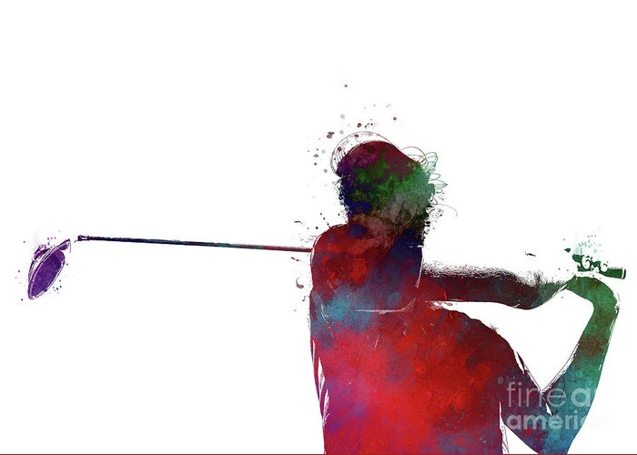 Golf Greeting Card featuring the digital art Olf Player Sport Art by Justyna Jaszke JBJart