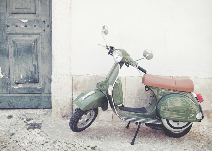 Vespa Greeting Card featuring the photograph Olive Vespa by Lupen Grainne