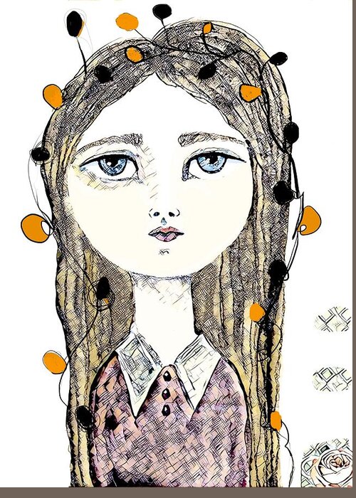 Girl Greeting Card featuring the mixed media Olivia by Vanessa Katz
