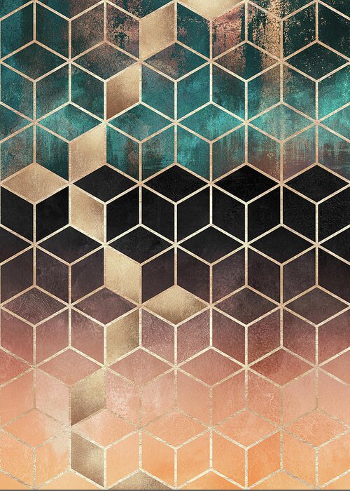 Graphic Greeting Card featuring the digital art Ombre Dream Cubes by Elisabeth Fredriksson