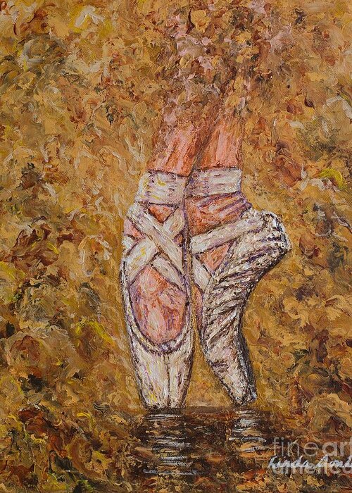 Ballet Greeting Card featuring the painting On Pointe #2 by Linda Donlin