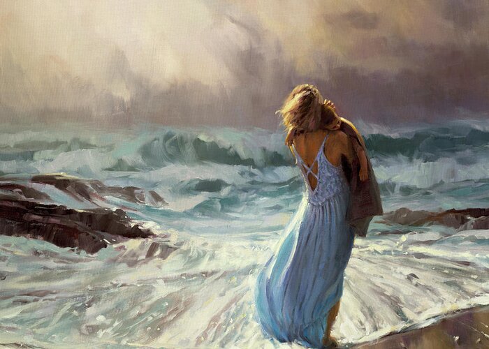Ocean Greeting Card featuring the painting On Watch by Steve Henderson