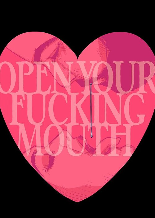 Open Your Mouth Greeting Card featuring the drawing Open Your Mouth by Ludwig Van Bacon
