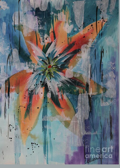 Orange Lily Greeting Card featuring the painting Orange Abstract Lily by Cathy Beharriell