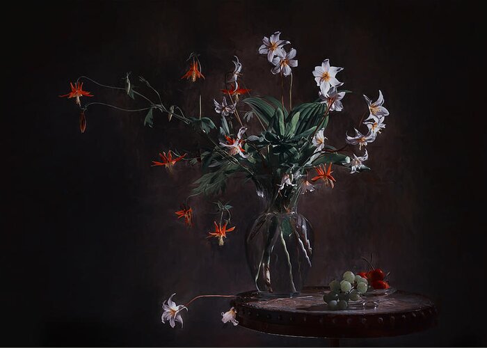 Still Life Greeting Card featuring the photograph Orange And White Litter Flowers by Lydia Jacobs
