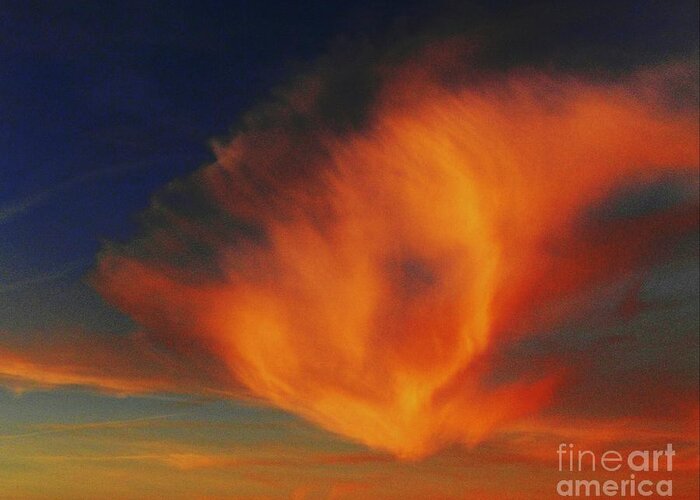 Orange Angel Greeting Card featuring the photograph Orange Archangel Spirit Cloud Real Ghost Haunting by Delynn Addams