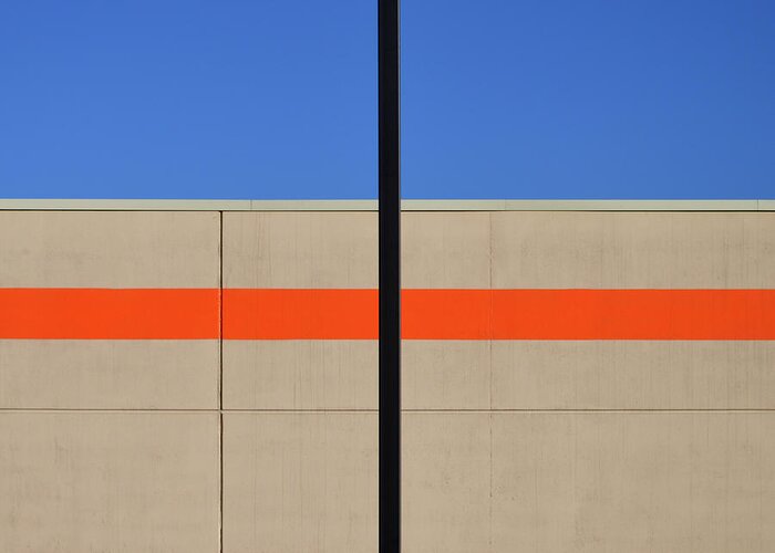 Urban Greeting Card featuring the photograph Square - Orange Line by Stuart Allen